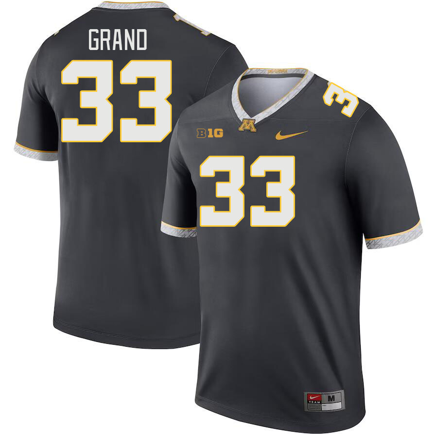 Men #33 Max Grand Minnesota Golden Gophers College Football Jerseys Stitched-Charcoal - Click Image to Close